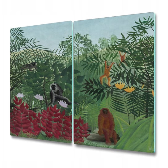 Zestaw Dwóch Szklanych Desek ze Wzorem - Małpi gaj - 2x30x52 cm Coloray