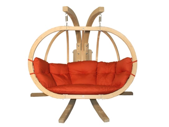 Zestaw: Dwuosobowy Fotel Wiszący Z Drewnianym Stelażem, Czerwony Swingpod Xl Fotel + Stojak Inna marka