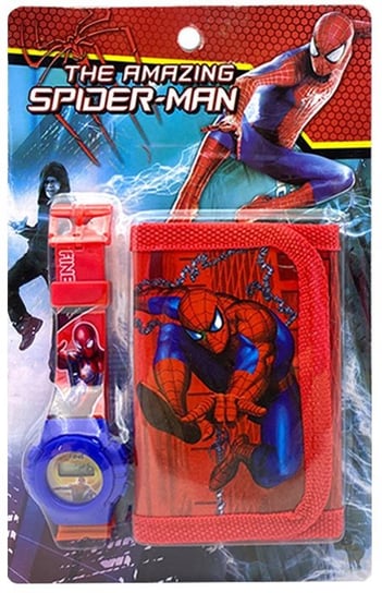 Zestaw Dziecięcy Zegarek Elektroniczny + Portfel Dla Chłopca Spiderman Jelly Pens