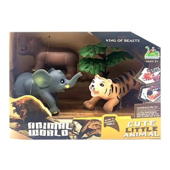 Zestaw Dzikich Zwierząt Słonik Hipopotam Tygrys Drzewko Dzikie Zwierzęta Inna marka