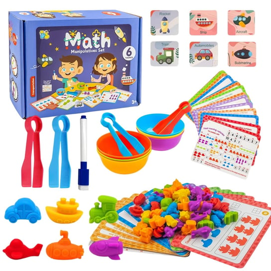 Zestaw Edukacyjny Nauka Liczenia Figurki Montessori Karty Gra Zręcznościowa Inna marka