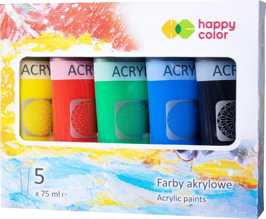 Zestaw Farb Akrylowych 5 Szt X 75 Ml Mix A Happy Color Happy Color