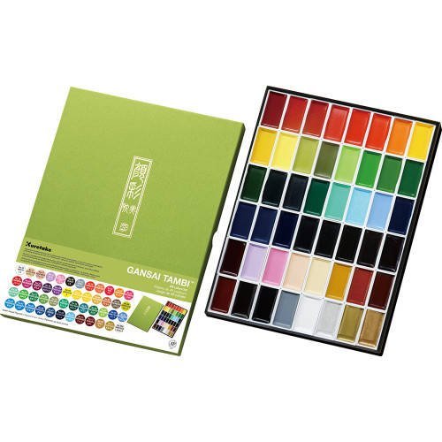 Zestaw farb akwarelowych, Gansai Tambi, 48 kolorów KURETAKE