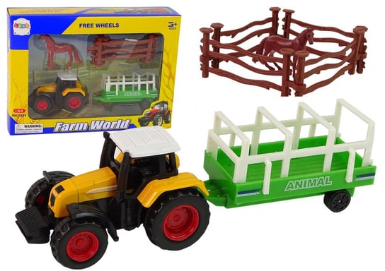 Zestaw Farma Traktor Przyczepa Koń 1:64 Import LEANToys Inna marka