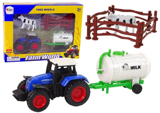 Zestaw Farma Traktor Zbiornik Na Mleko Krowa 1:64 Import LEANToys Inna marka