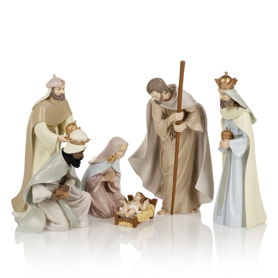 Zestaw Figur Figurki Do Szopki Święta Rodzina + Trzej Królowie Kolekcja Ceramico Duża Szopka Boże Narodzenie Święte Miasto