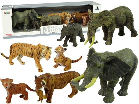 Zestaw Figurek Afryka Słonie Tygrysy Dzikie Zwierzęta Lean Toys