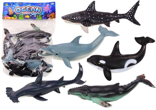 Zestaw Figurek Największych Zwierząt Morskich Orka Wieloryb Rekin 6Szt Lean Toys