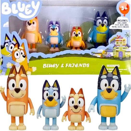 Zestaw Figurek z Bajki BLUEY & FAMILY  RODZINA BINGO RADOSNA ZABAWA 4 SZT KRAK.JET
