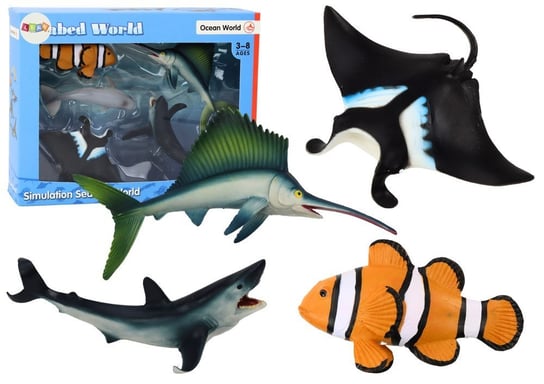 Zestaw Figurek Zwierząt Morskich Rekin Delfin Płaszczka 5 Sztuk Lean Toys