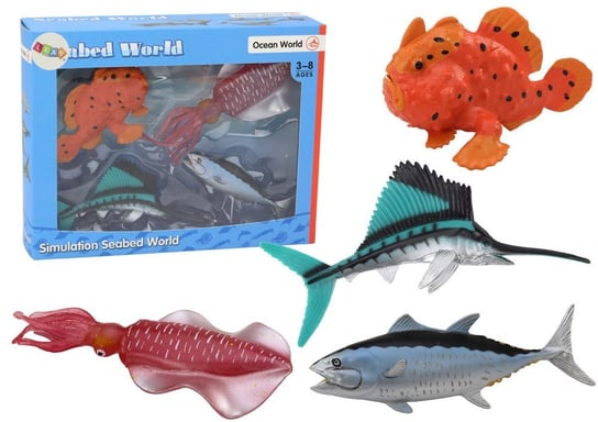 Zestaw Figurek Zwierzęta Morskie Ocean Ryby Kałamarnica 4 Sztuki Lean Toys