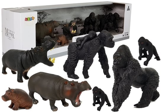 Zestaw Figurek Zwierzęta Safari Hipopotamy Goryle Lean Toys