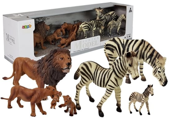 Zestaw Figurek Zwierzęta Safari Zebry Lew Lwica Lwiątka Lean Toys