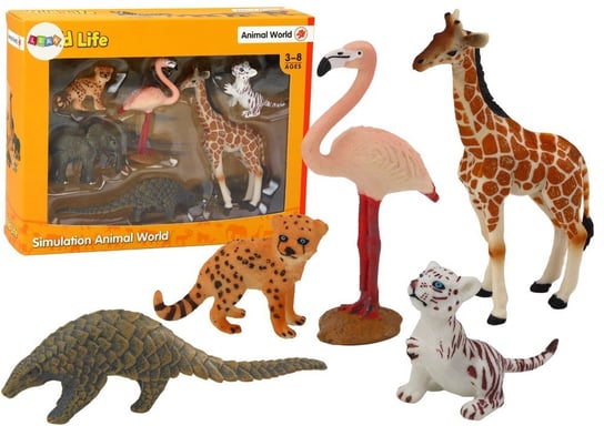 Zestaw Figurek Zwierzęta Żyrafa Flaming Słoń Tygrys Lean Toys