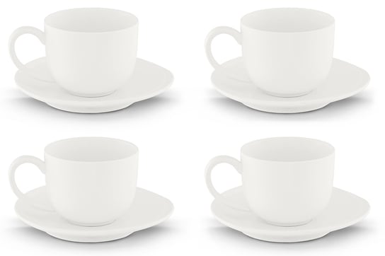 Zestaw filiżanek do kawy, 4 os. (8 el) RESEDA biały / Ø15 / porcelana Konsimo