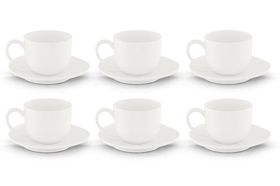 Zestaw filiżanek do kawy, 6 os. (12 el) RESEDA biały / Ø15 / porcelana Konsimo
