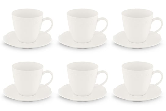 Zestaw filiżanek do kawy, 6 os. (12 el) SOLANA kremowy / Ø14 / porcelana Konsimo