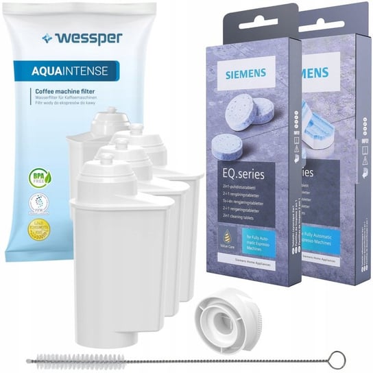 Zestaw Filtr Wody Do Ekspresu Wessper Aquaintense, 3 Szt. + Tabletki Czyszczącze Siemens/Bosch Tz80002 Tz80001 Wessper
