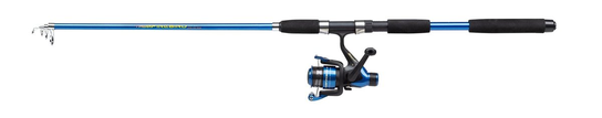 Combo Canne Télescopique + Moulinet Shakespeare Firebird Pour Pêche En Mer, Canne Spinning Polyvalente