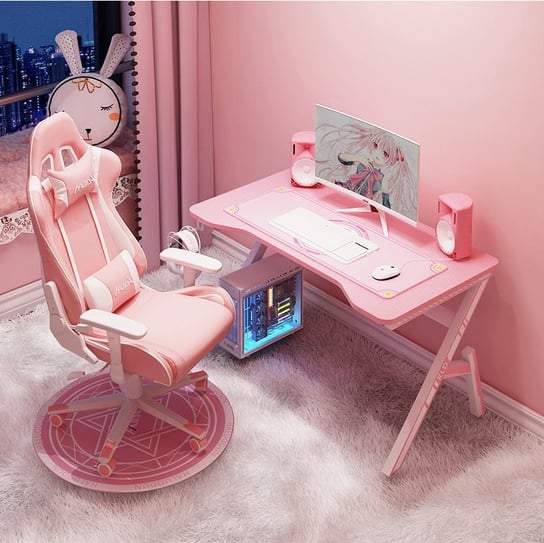 Zestaw gamingowy - Fotel dla gracza + biurko gamingowe 100 x 60 - różowy zestaw Oltex