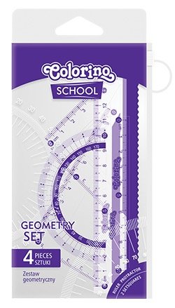 Zestaw geometryczny, Colorino School, 4 elementy, mix kolorów Patio