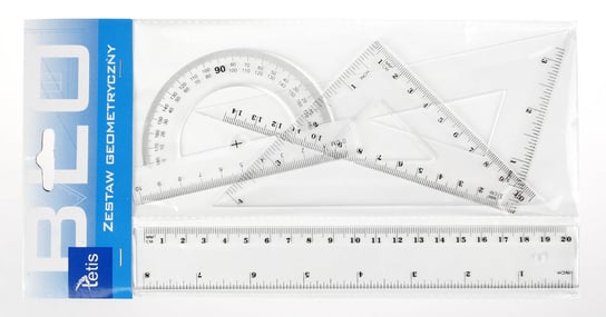 Zestaw geometryczny z linijką, 20 cm TETIS