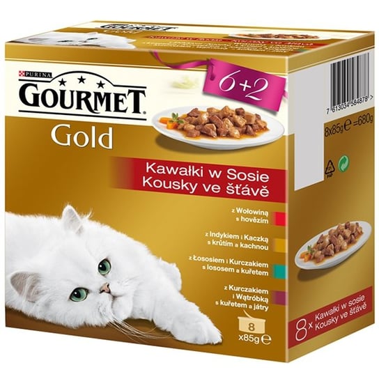 Zestaw GOURMET Gold Kawałki w Sosie, różne smaki, 8x85 g. Nestle