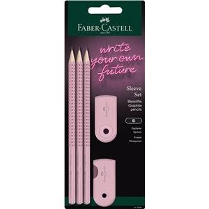 Zestaw Grip Różowy Faber-Castel 3 Ołówki+ Gumka + Temperówka Blister Faber-Castell