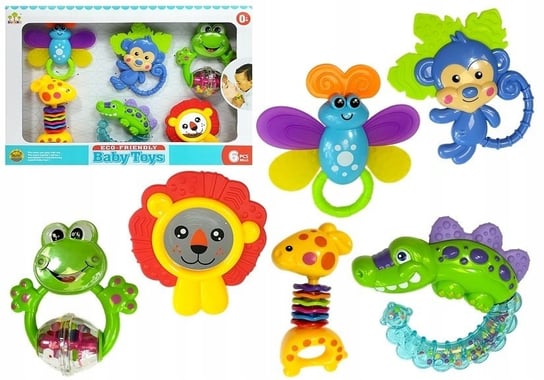Zestaw Grzechotek Gryzaków Kolorowe Zwierzątka Lean Toys