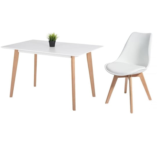 Zestaw HOMEKRAFT Stół+4 krzesła, biało-brązowy, 5 elementów Homekraft