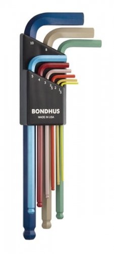 Zestaw imbusów 1,5 - 10 BONDHUS - długie, z kulką, kolor [9 cz.] BONDHUS