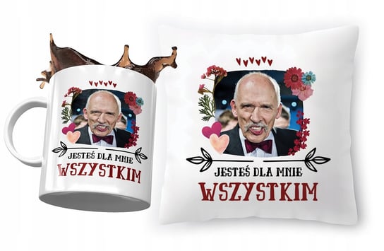 Zestaw Janusz Korwin Mikke Poduszka + Kubek z Nadrukiem ze Zdjęciem PoliDraw