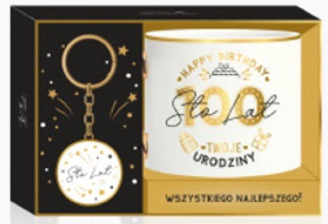 Zestaw jubileuszowy na urodziny 100, Złoty, 2 szt. 300 ml, Be happy Be Happy