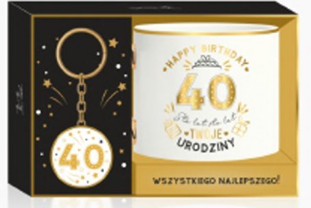 Zestaw jubileuszowy na urodziny 40, Złoty, 2 szt. 300 ml, Be happy Be Happy