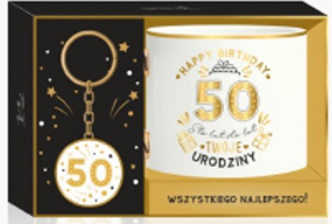 Zestaw jubileuszowy na urodziny 50, Złoty, 2 szt. 300 ml, Be happy Be Happy