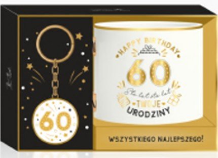Zestaw jubileuszowy na urodziny 60, Złoty, 2 szt. 300 ml, Be happy Be Happy