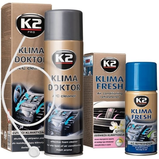 Zestaw K2 (KLIMA DOKTOR + KLIMA FRESH) do odgrzybiania i czyszczenia klimatyzacji K2