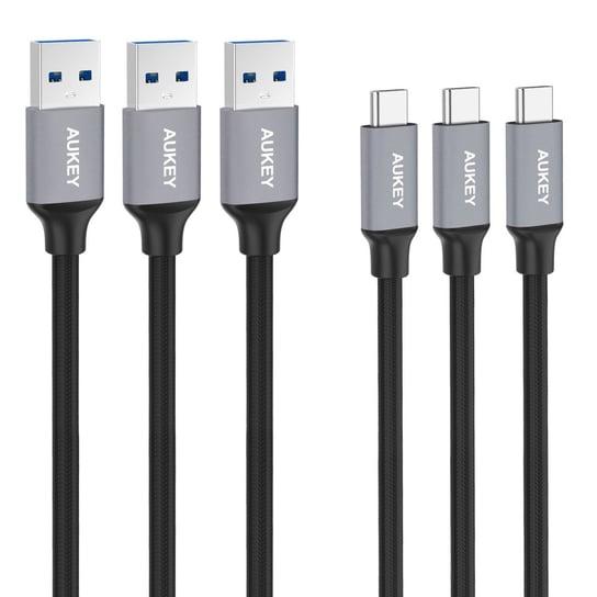 Zestaw kabli USB-A 3.0 - USB-C 3.0 AUKEY Quick Charge CB-CMD1, 3 szt. Aukey