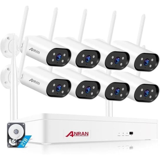 Zestaw kamery monitorującej ANRAN 5 MP Pakiet do monitoringu wideo składający się z 8 kamer i dysku twardego 2 TB ANRAN