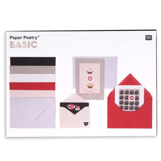 Zestaw kart i kopert, format B6, różowo-czerwono-białe Rico Design GmbG & Co. KG