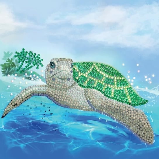 Zestaw kart z haftem diamentowym 18x18 cm Wielokolorowy żółw - różne Inna marka