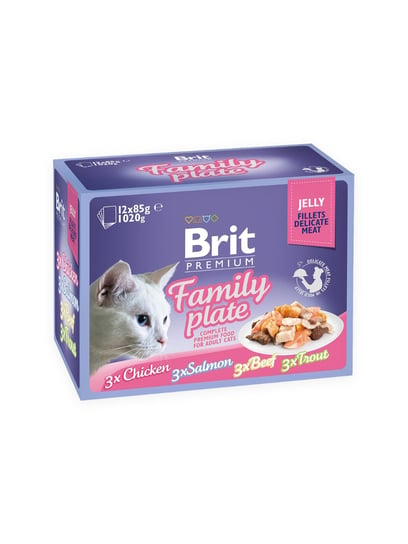 Zestaw kąsków w galarecie Brit Premium Cat Family Plate Jelly, 12x85 g Brit