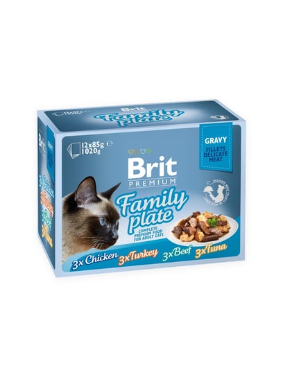 Zestaw kąsków w sosie Brit Premium Cat Family Plate gravy, 12x85 g Brit