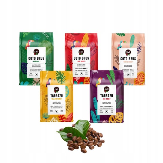 Zestaw Kaw Ziarnistych 5 x 250g Kostaryka SPECIALITY 100% Arabica Mott Coffee