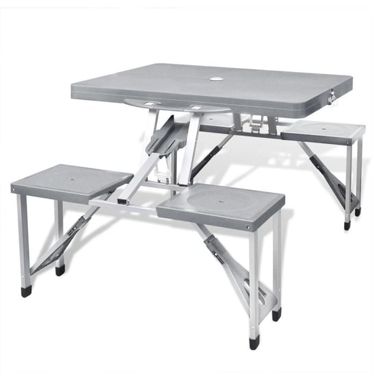 Zestaw kempingowy stół+krzesła aluminium kolor szary vidaXL