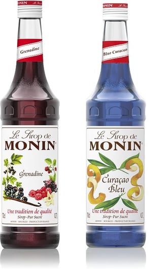 Zestaw klasycznych syropów barmańskich Grenadina i Blue Curacao Monin Monin