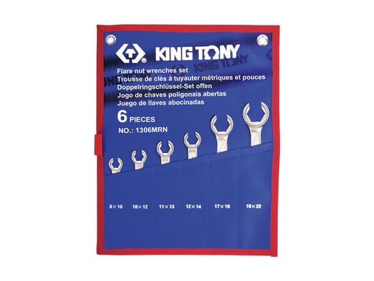 Zestaw kluczy do przewodów hamulcowych KING TONY 1306MRN, 8-22 mm KING TONY