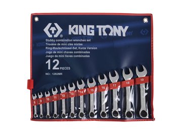 Zestaw kluczy płasko-oczkowych krótkich KING TONY 1282MR, 8-19 mm KING TONY