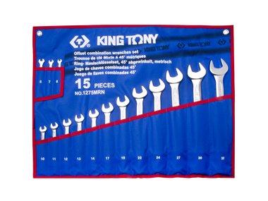 Zestaw kluczy płasko-oczkowych odgiętych KING TONY 1275MRN, 6-32 mm KING TONY