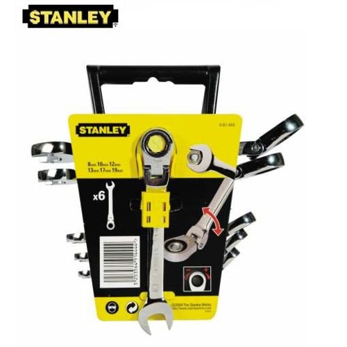 Zestaw kluczy STANLEY płaskooczkowych z grzchotką przegubową, 6 szt Stanley